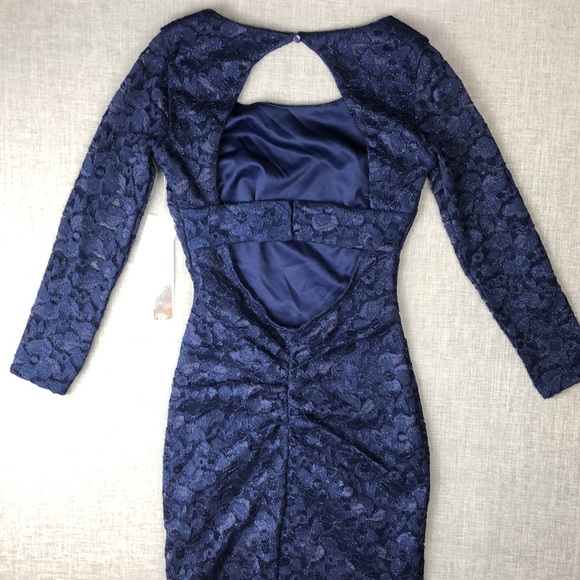 Sequin Hearts Navy Lace Bodycon Dress Juniors XXS - Picture 5 of 6